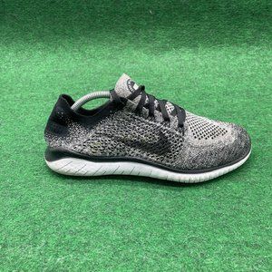 Nike Free Rn Flyknit 2018 White Black Men Running Shoes Size 9.5 (FITS LIKE 8.5)